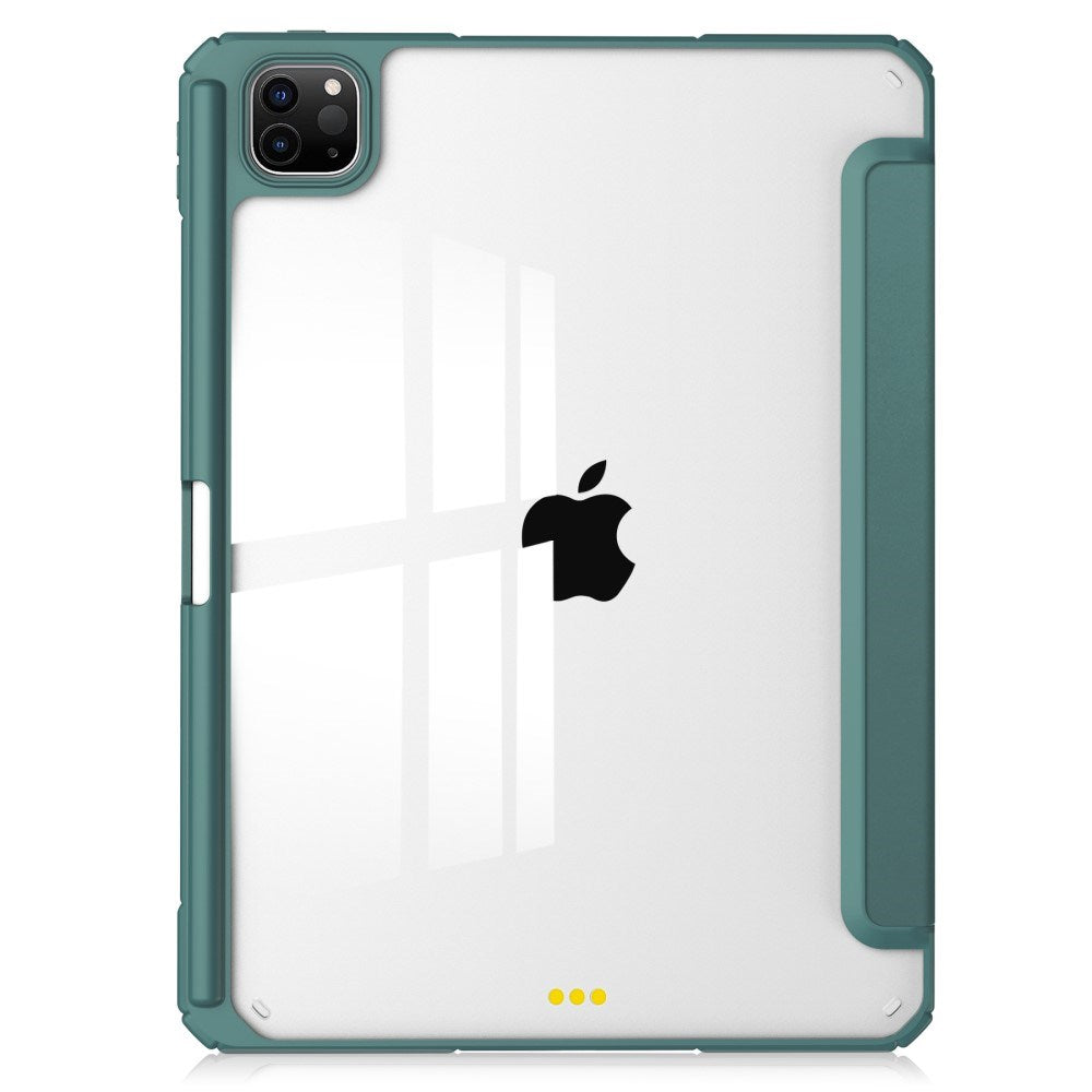 EIDERWOOD iPad Pro 11 (2024) Hybrid Flip Cover m. Penneholder - Grønn og gjennomsiktig