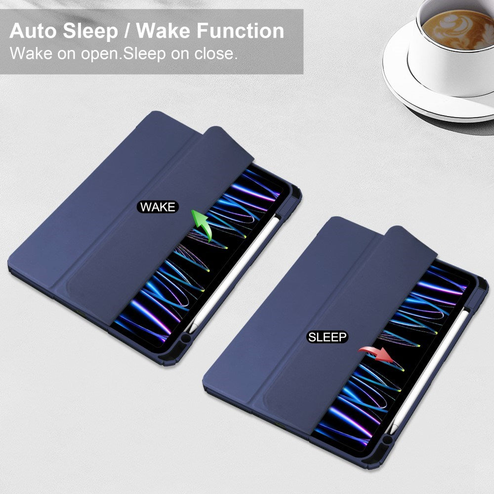 EIDERWOOD iPad Pro 11 (2024) Hybrid Flip Cover m. Penneholder - blå og gjennomsiktig