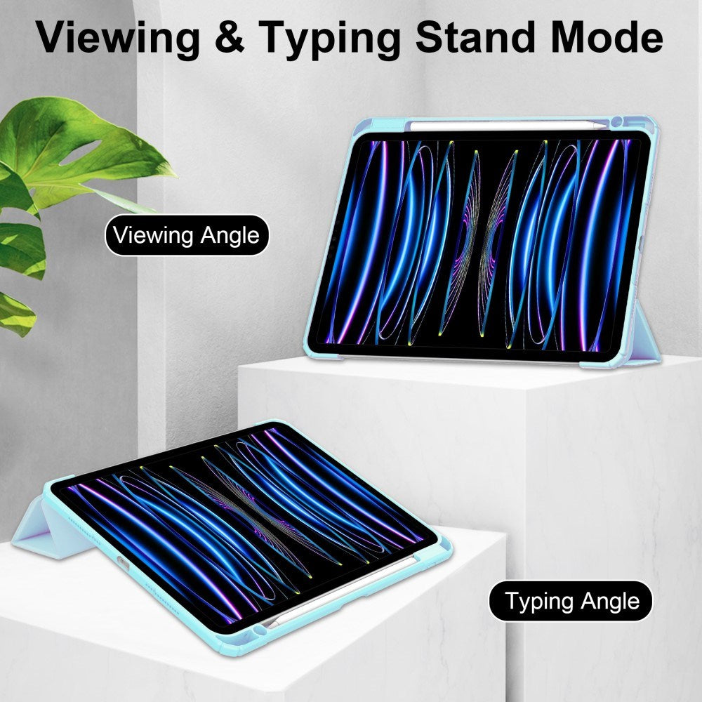EIDERWOOD iPad Pro 11 (2024) Hybrid Flip Cover m. Penneholder - Lyseblå og gjennomsiktig