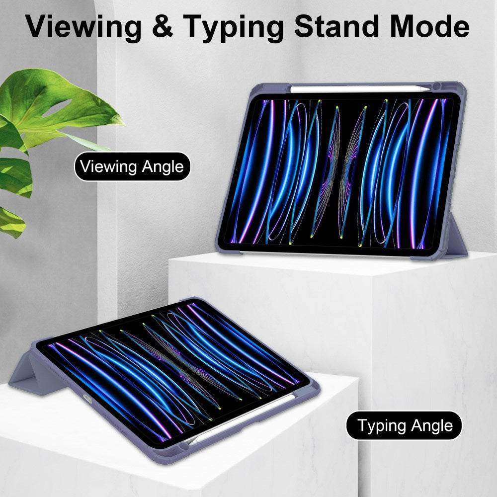 EIDERWOOD iPad Pro 11" (2025 / 2024) Hybrid Flip Cover m. Pen Holder - Lilla & Gennemsigtig