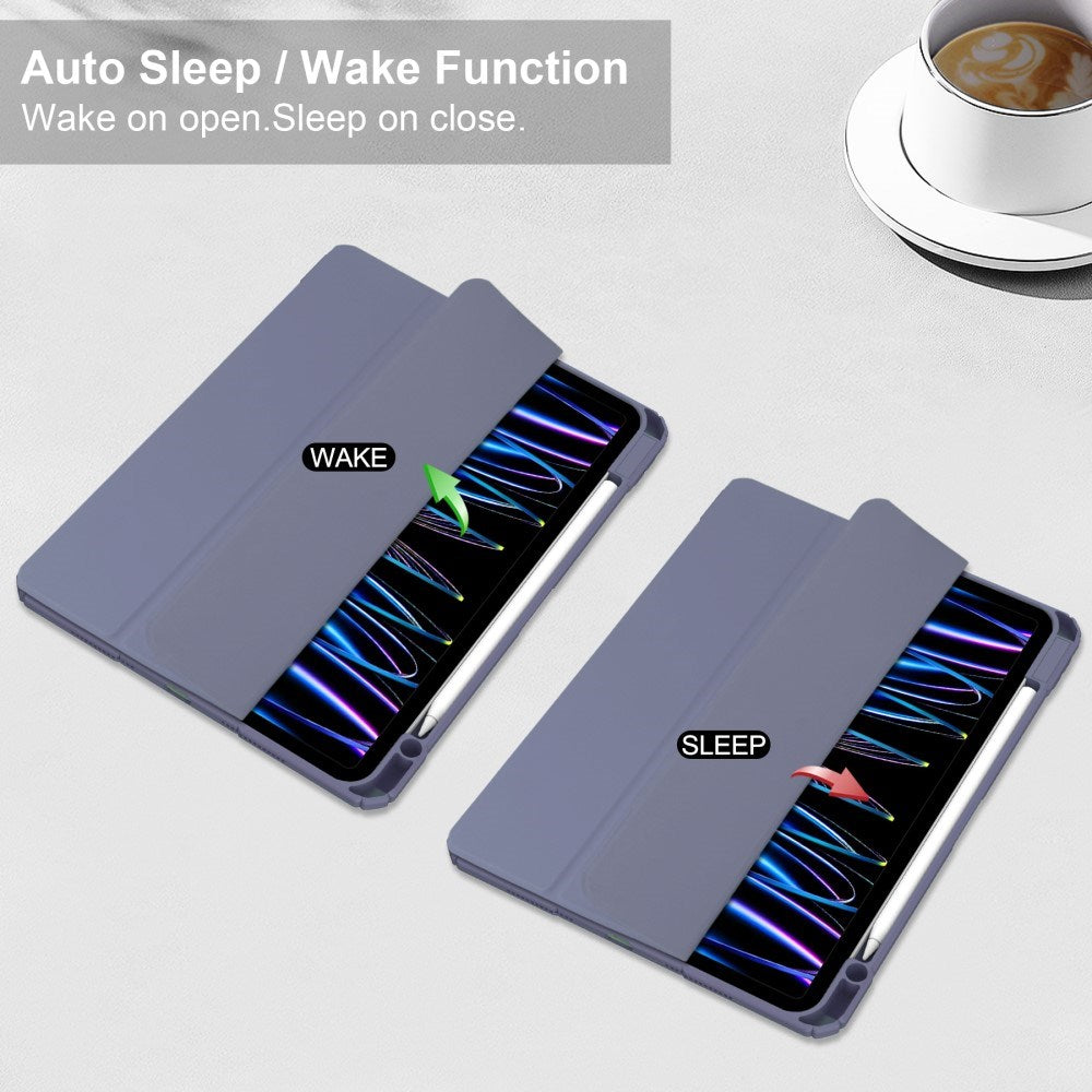 EIDERWOOD iPad Pro 11" (2025 / 2024) Hybrid Flip Cover m. Pen Holder - Lilla & Gennemsigtig