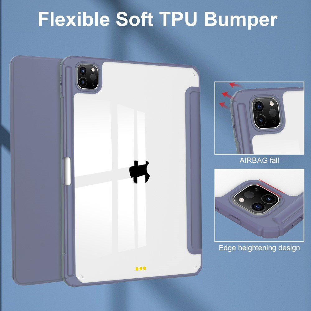 EIDERWOOD iPad Pro 11" (2025 / 2024) Hybrid Flip Cover m. Pen Holder - Lilla & Gennemsigtig