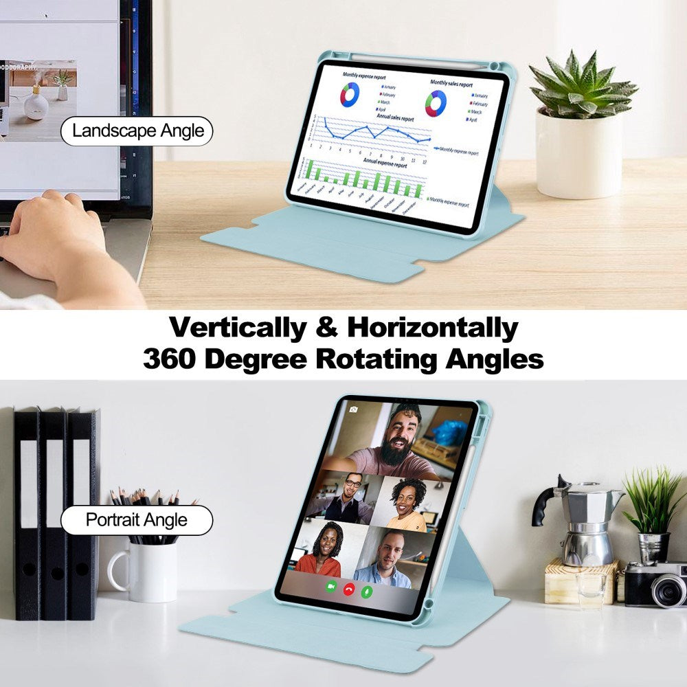 EIDERWOOD iPad Pro 11" (2025 / 2024) Hybrid Flip Cover m. Roterende Ståfunktion - Gennemsigtig / Lyseblå