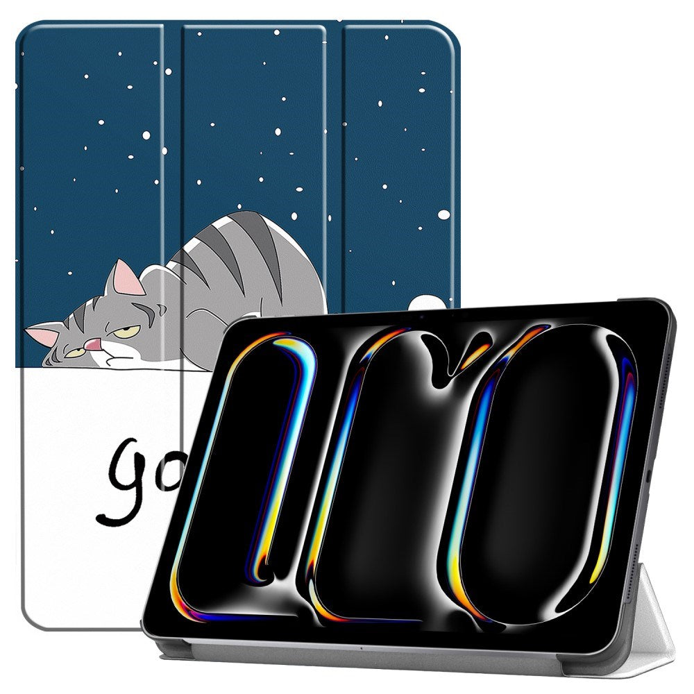 EIDERWOOD iPad Pro 11" (2024) Tri-Fold flip-deksel i kunstskinn med sovefunksjon - Cat