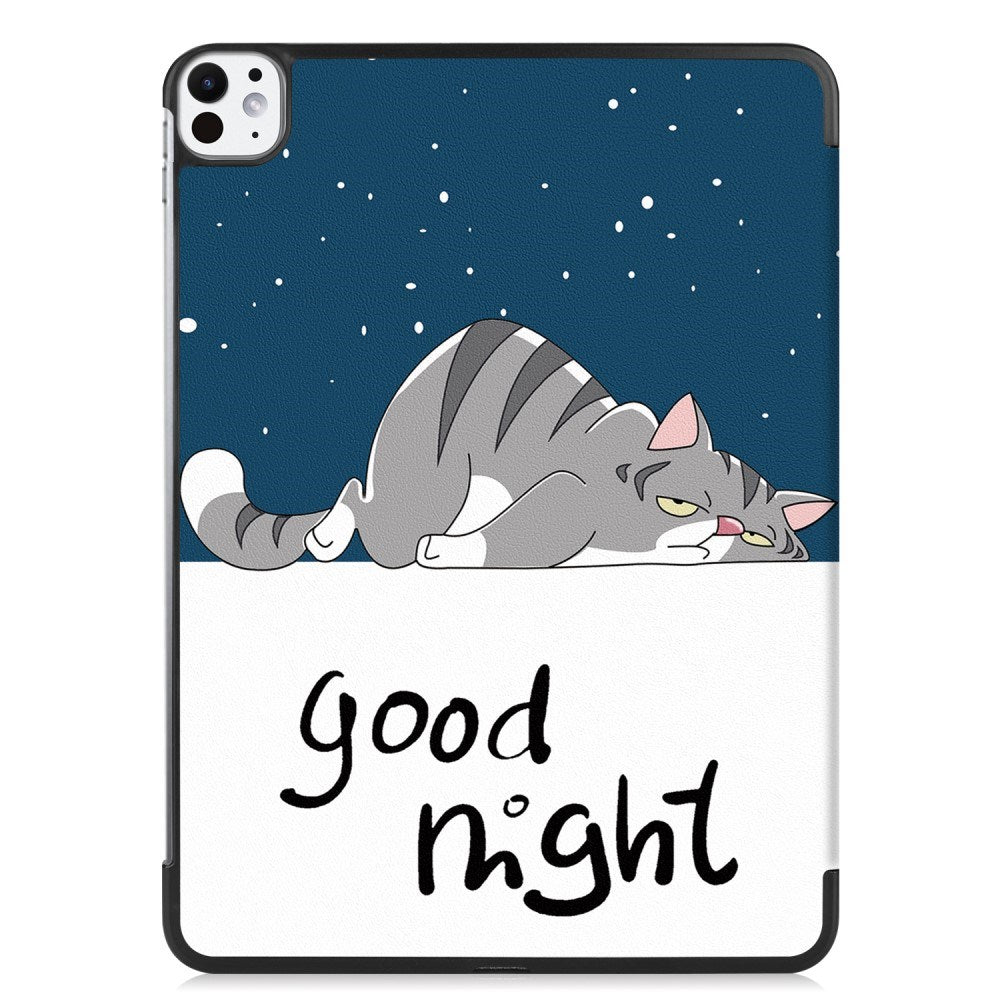 EIDERWOOD iPad Pro 11" (2024) Tri-Fold flip-deksel i kunstskinn med sovefunksjon - Cat