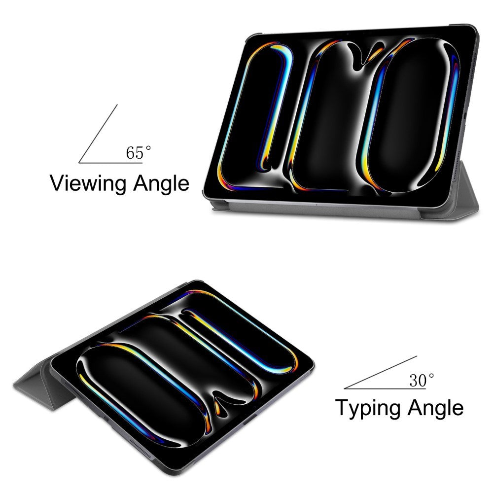 EIDERWOOD iPad Pro 11" (2024) Tri-Fold Leather Flip Cover - Grå