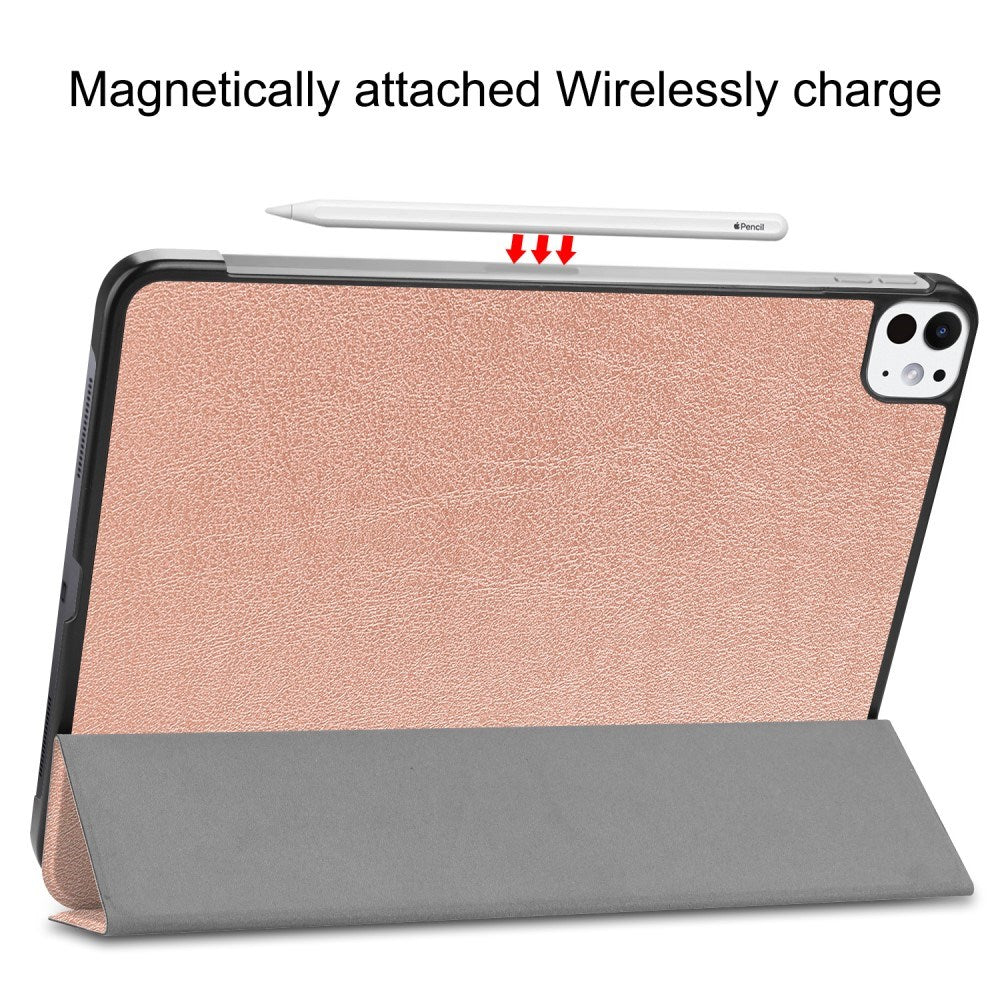 EIDERWOOD iPad Pro 11" (2024) Tri-Fold Leather Flip Cover - Rose Gold
