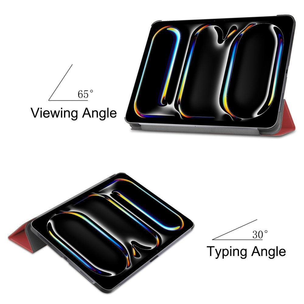 EIDERWOOD iPad Pro 11" (2024) Tri-Fold Leather Flip Cover - Burgundy