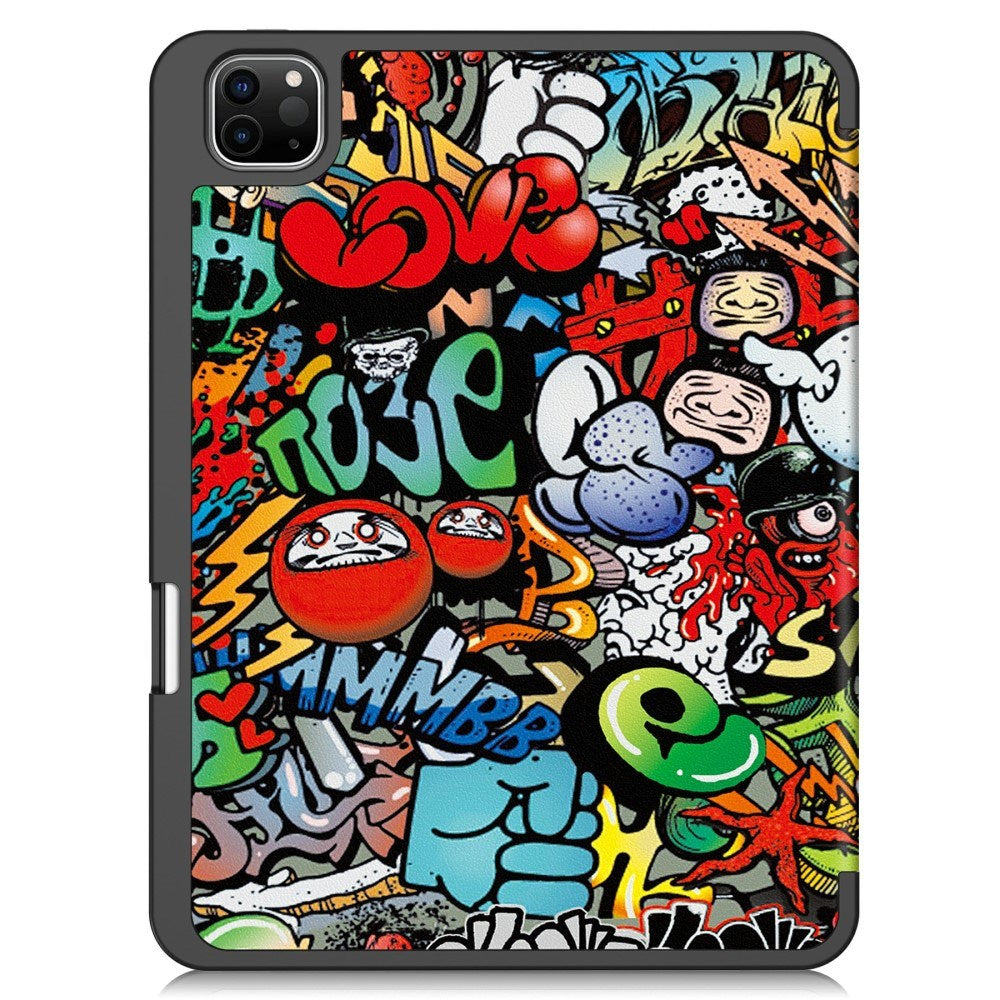EIDERWOOD iPad Pro 11" (2025 / 2024) Tri-Fold Kunstlæder Flip Cover m. Vågeblus Funktion - Graffiti