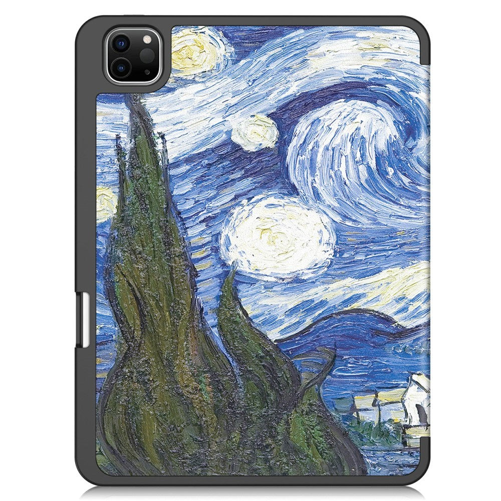 EIDERWOOD iPad Pro 11" (2025 / 2024) Tri-Fold Kunstlæder Flip Cover m. Vågeblus Funktion - Maleri