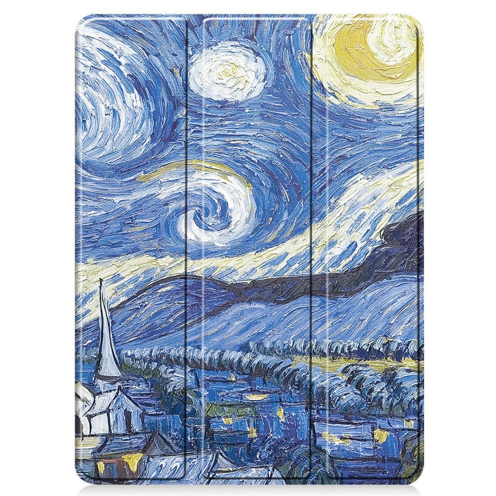 EIDERWOOD iPad Pro 11" (2025 / 2024) Tri-Fold Kunstlæder Flip Cover m. Vågeblus Funktion - Maleri