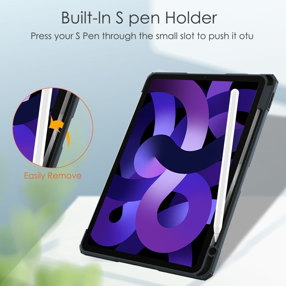 EIDERWOOD iPad Air 11" (2025 / 2024) Hybrid Flip Cover m. Pen Holder - Blå & Gennemsigtig