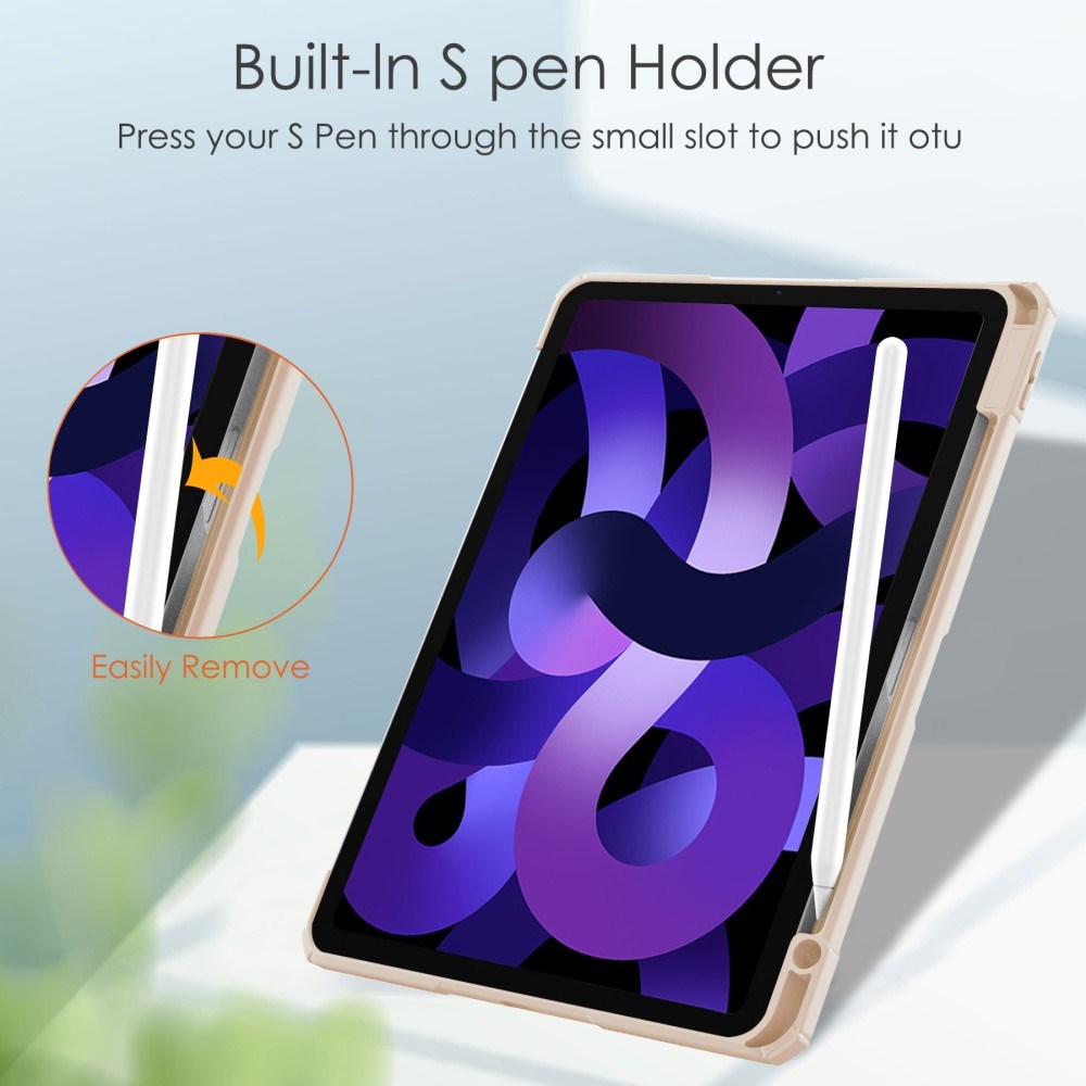 EIDERWOOD iPad Air 11" (2025 / 2024) Hybrid Flip-deksel med pennholder - rosa og gjennomsiktig