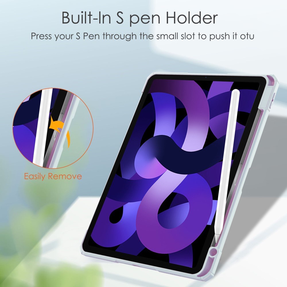 EIDERWOOD iPad Air 11" (2025 / 2024) Hybrid Flip-deksel med pennholder - lyseblå og gjennomsiktig