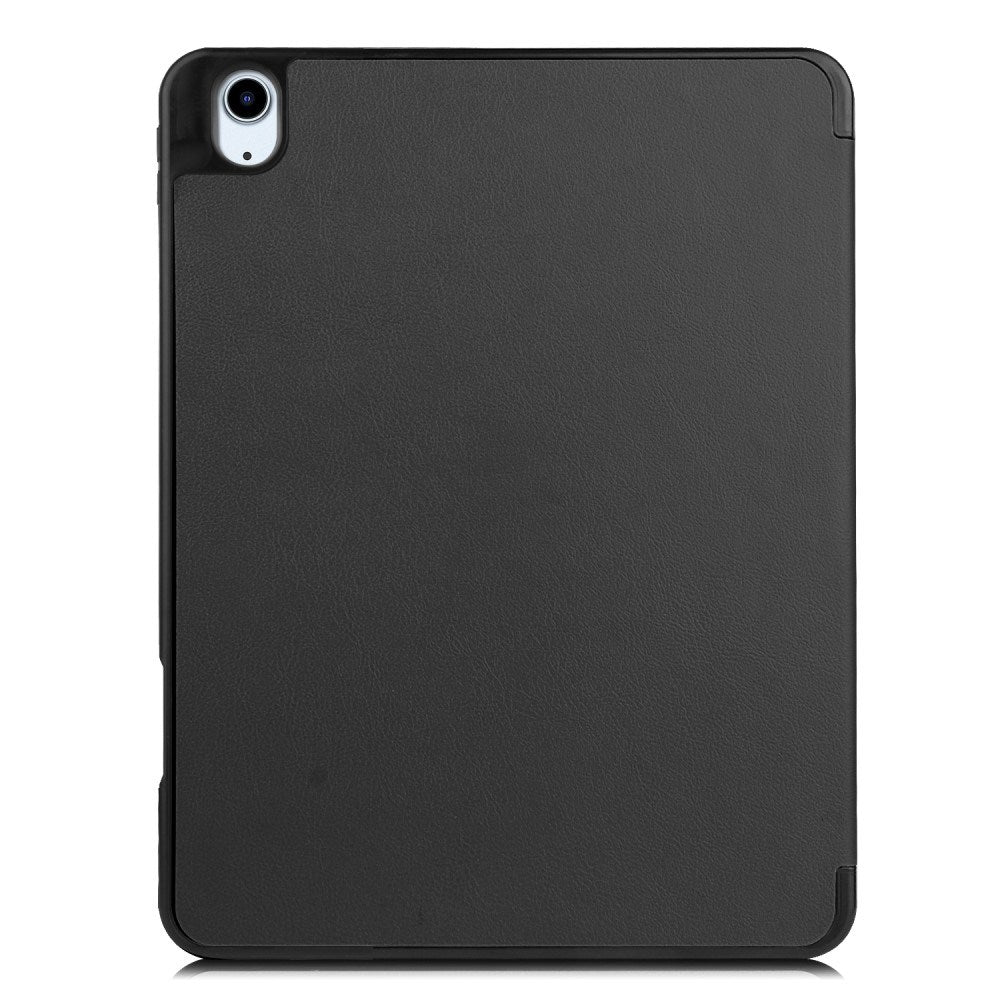 EIDERWOOD iPad Air 11" (2025 / 2024) Litchi Tri-Fold Leather Flip Cover med Apple blyantholder - svart
