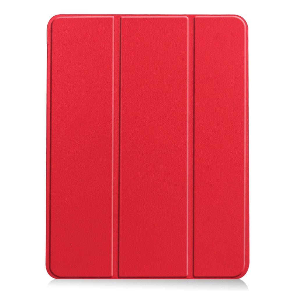EIDERWOOD iPad Air 11" (2025 / 2024) Litchi Tri-Fold Leather Flip Cover m. Apple blyantholder - rød
