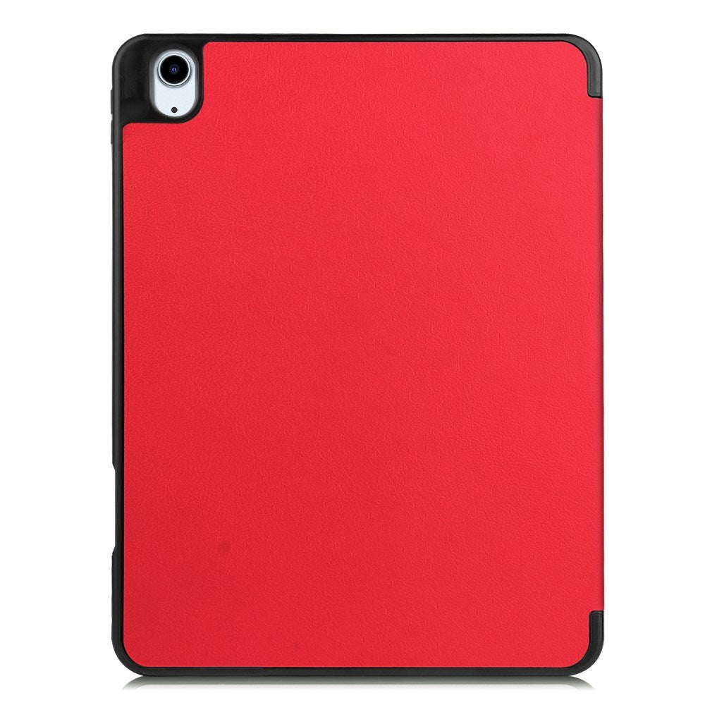 EIDERWOOD iPad Air 11" (2025 / 2024) Litchi Tri-Fold Leather Flip Cover m. Apple blyantholder - rød