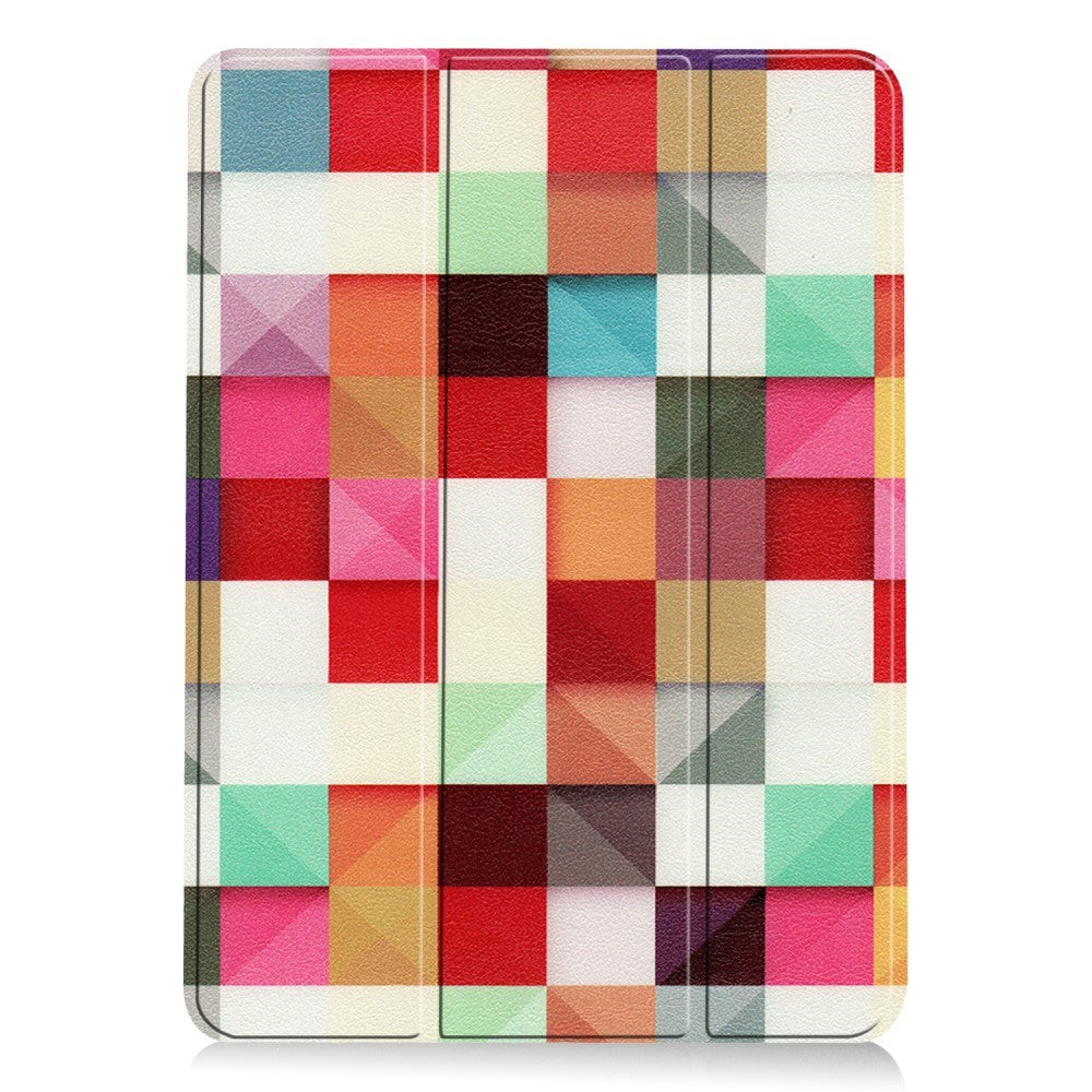 EIDERWOOD iPad Air 11" (2025 / 2024) Tri-Fold Kunstlæder Flip Cover m. Vågeblus Funktion - Farverige Firkanter