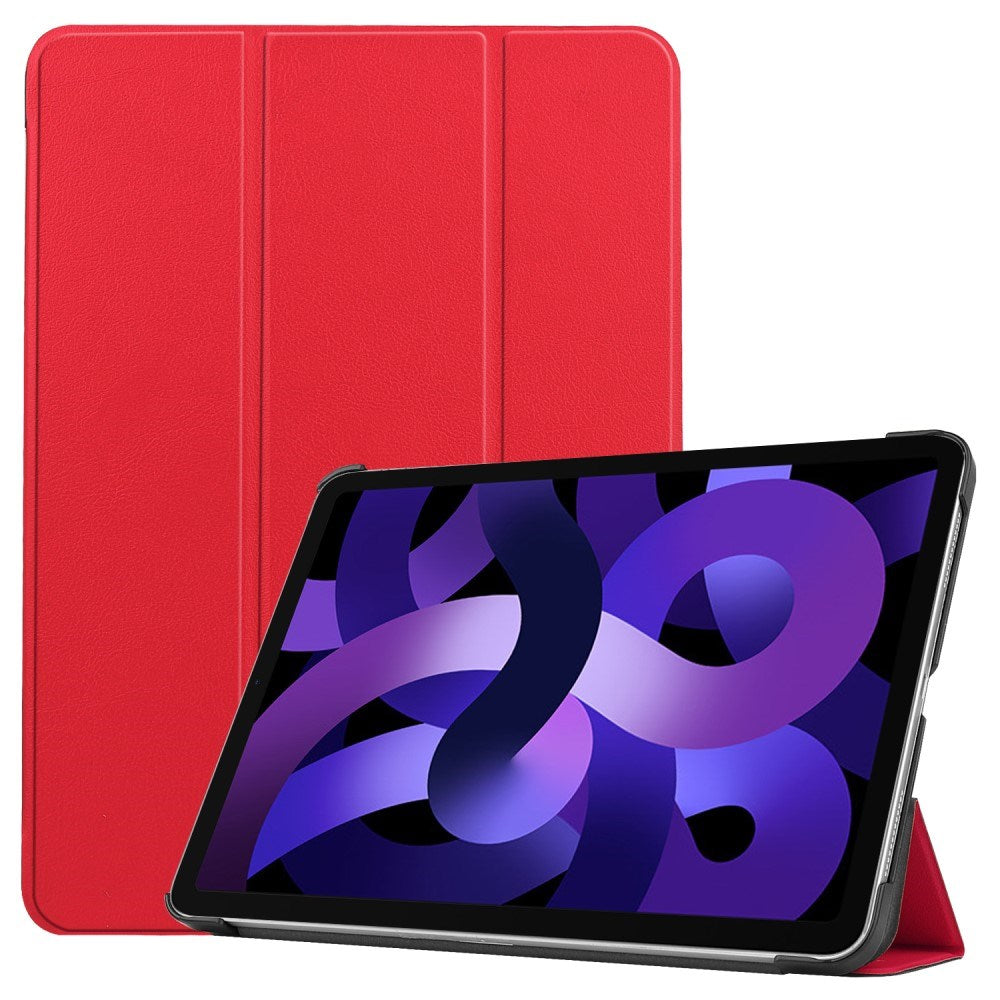 EIDERWOOD iPad Air 11" (2025 / 2024) Litchi Tri-Fold Leather Flip Cover - Rød