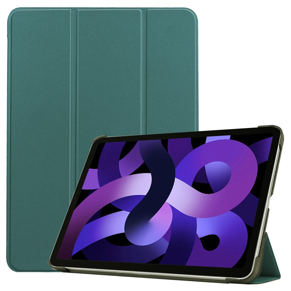 EIDERWOOD iPad Air 11" (2025 / 2024) Litchi Tri-Fold Leather Flip Cover - Grønn