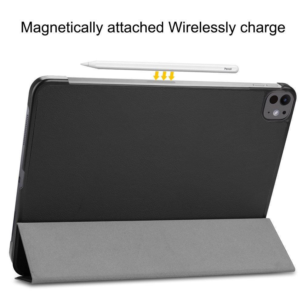 EIDERWOOD iPad Pro 13" (2024) Tri-Fold Leather Flip Cover - Svart