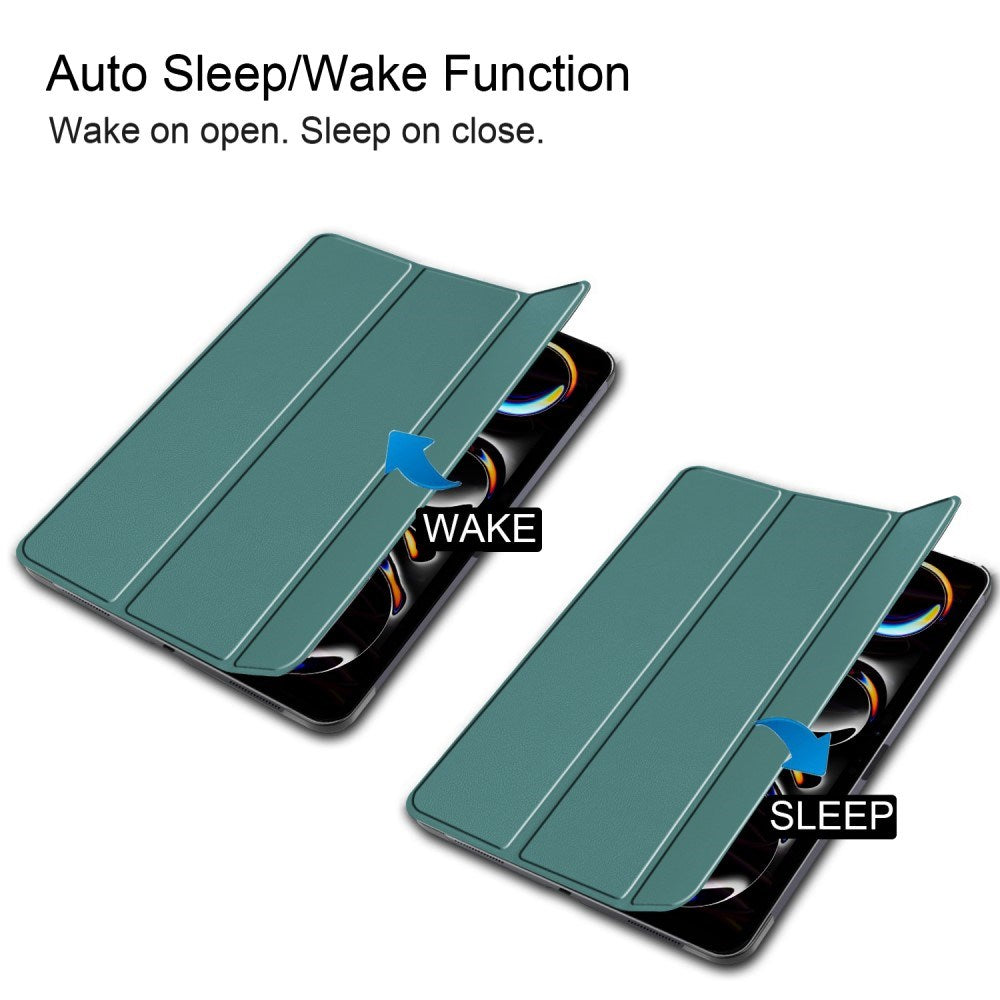 EIDERWOOD iPad Pro 13" (2024) Tri-Fold Leather Flip Cover - Grå