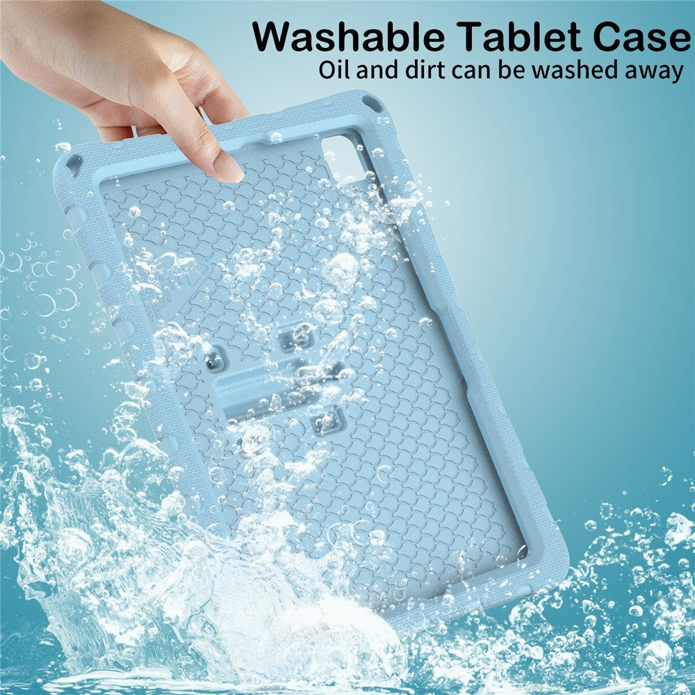 Samsung Galaxy Tab A11+ (Plus) / A9+ (Plus) EIDERWOOD Butterfly Børne Cover m. Skulderstrop & Ståfunktion - Lyseblå