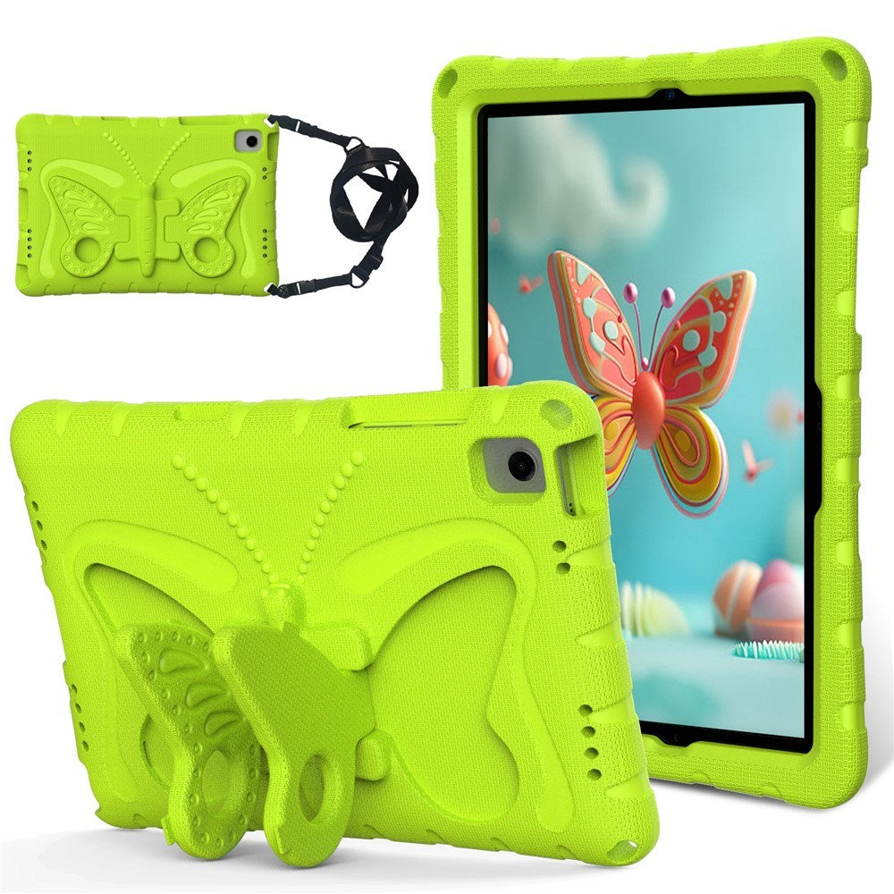 Samsung Galaxy Tab A11+ (Plus) / A9+ (Plus) EIDERWOOD Butterfly Børne Cover m. Skulderstrop & Ståfunktion - Grøn