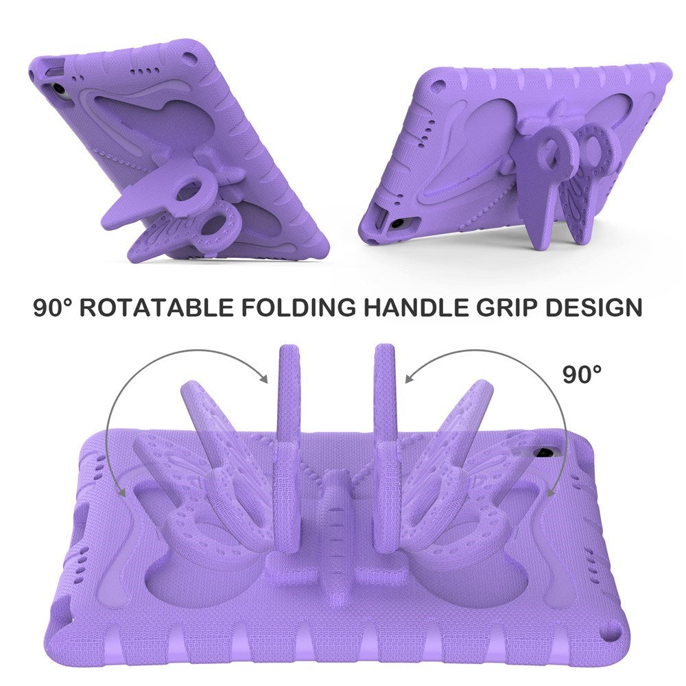 Samsung Galaxy Tab A11+ (Plus) / A9+ (Plus) EIDERWOOD Butterfly Børne Cover m. Skulderstrop & Ståfunktion - Lilla