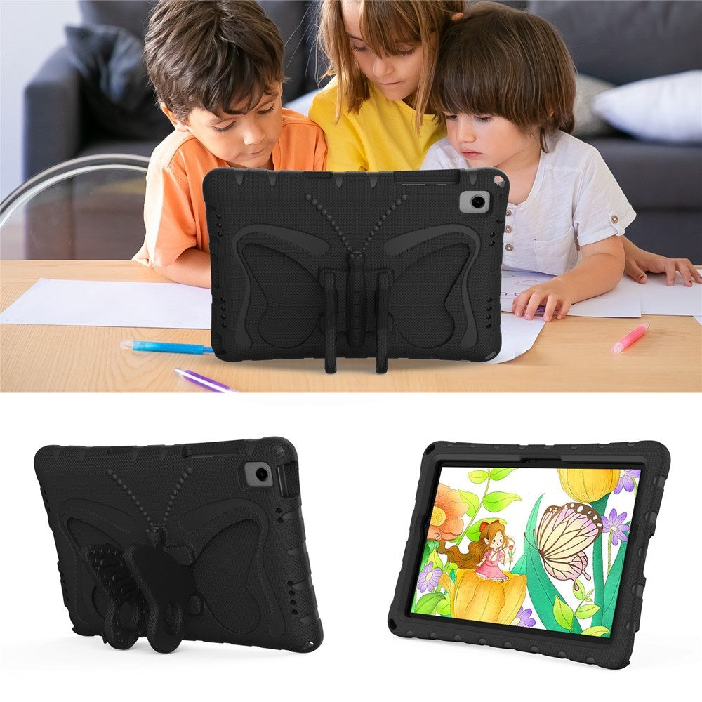Samsung Galaxy Tab A11+ (Plus) / A9+ (Plus) EIDERWOOD Butterfly Børne Cover m. Skulderstrop & Ståfunktion - Sort