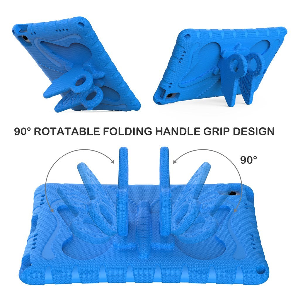 Samsung Galaxy Tab A11+ (Plus) / A9+ (Plus) EIDERWOOD Butterfly Børne Cover m. Skulderstrop & Ståfunktion - Blå