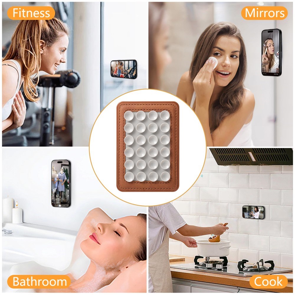 Silikone Sugekop Mobilholder m. MagSafe - Brun / Hvid