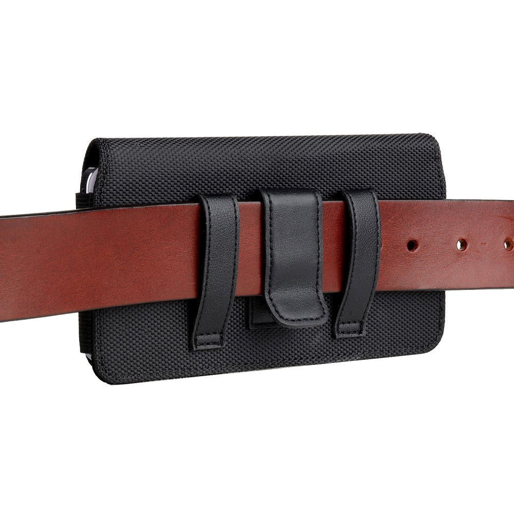 Universal Læder Etui til Mobil m. Magnet Luk - Sort (Maks Mobil: 180 x 90 mm)