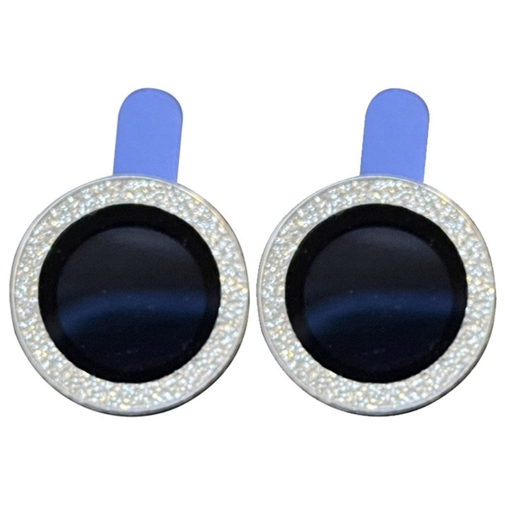 iPhone 13 / 13 Mini Kamera Lens beskyttelse m. Glitterkant - Sølv