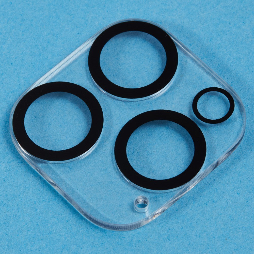 iPhone 16 Pro kamerabeskyttelse i herdet glass - gjennomsiktig m. Svart kant