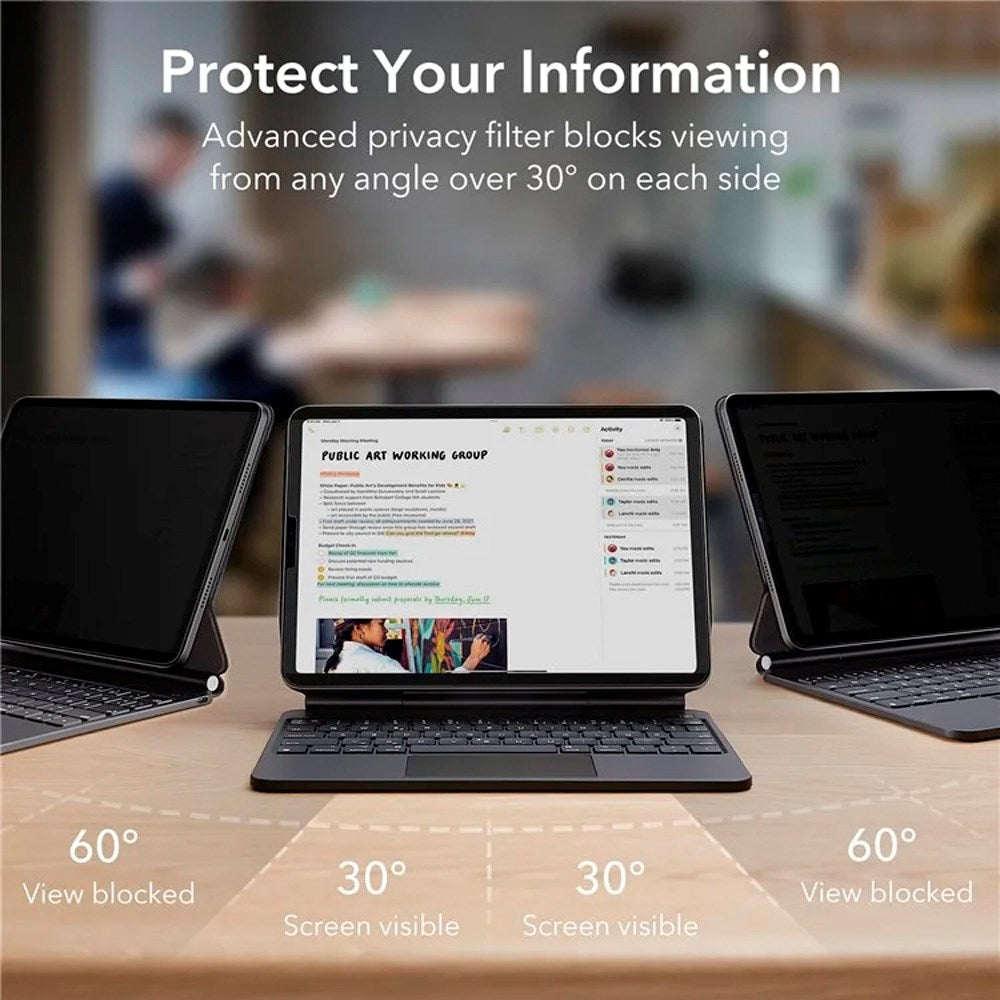 ESR iPad Pro 11 (2024) Magnetisk skjermbeskytter - Personvern - Svart / Gjennomsiktig