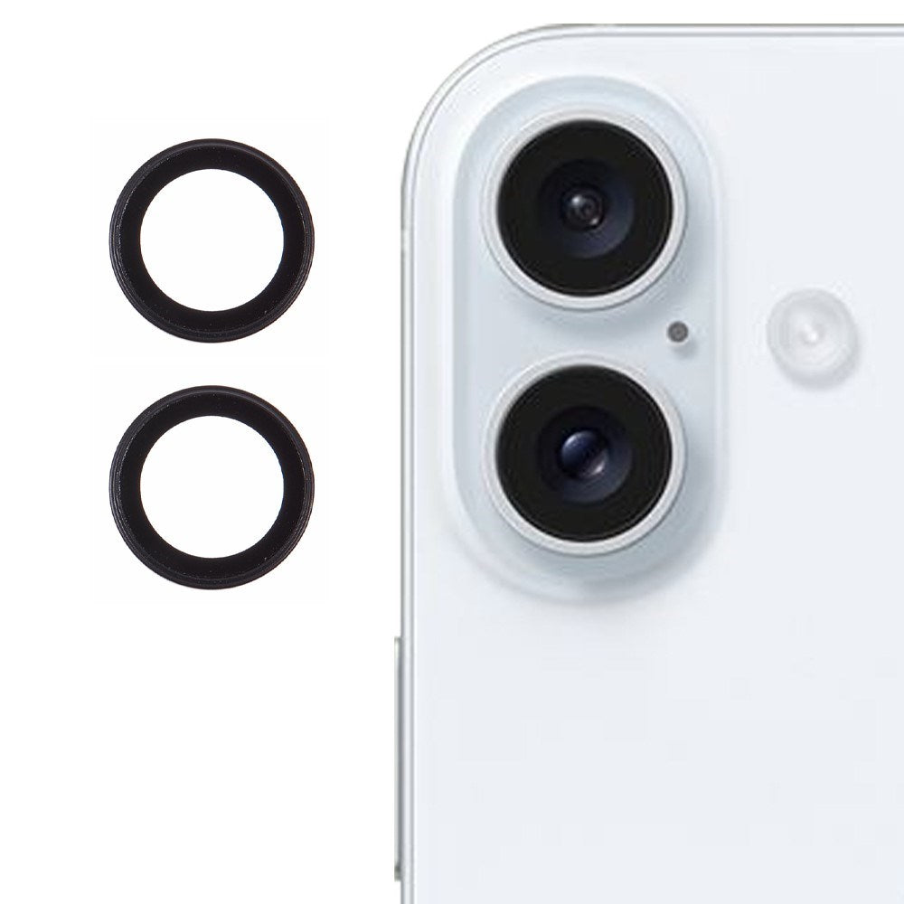 iPhone 16 / 16 Plus beskyttelsesglass til kameralinse - svart