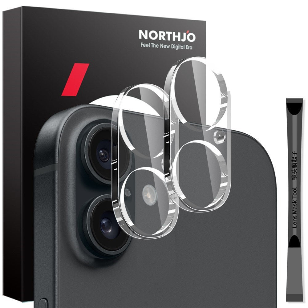 iPhone 16 / 16 Plus NORTHJO Hærdet Kameralinsebeskyttelsesglas - 2 stk. - Gennemsigtig