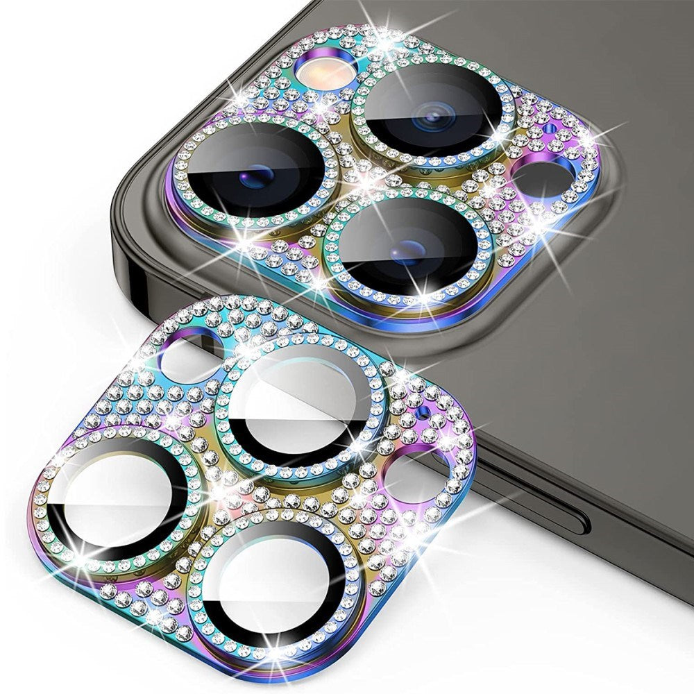 iPhone 16 Pro / 16 Pro Max Enkay Glassbeskyttelse for kameralinse m. Rhinestone - Flerfarget