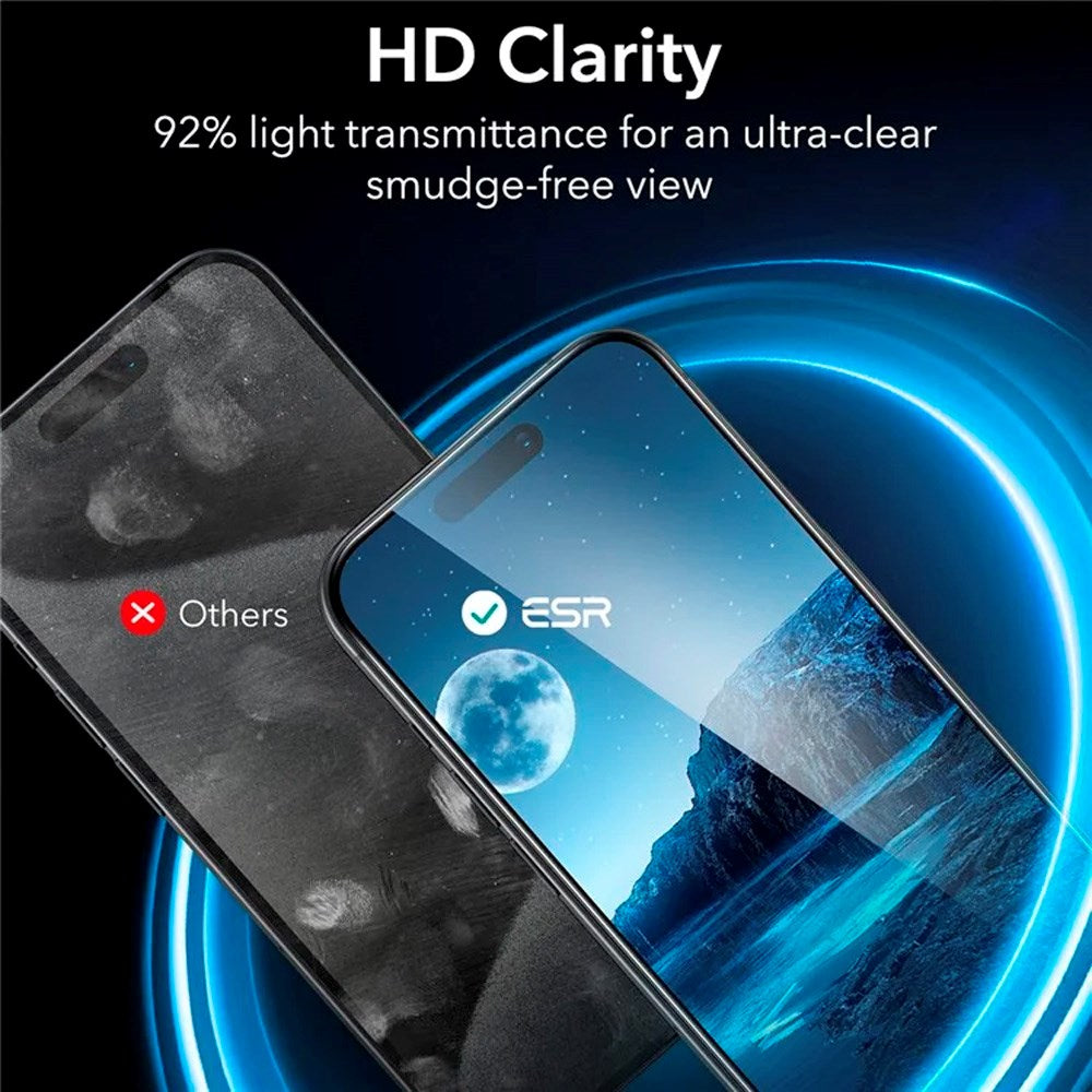 iPhone 16 Pro Max ESR Skærmbeskyttelse Hærdet Glas m. Monteringsramme - 2 stk - Gennemsigtig