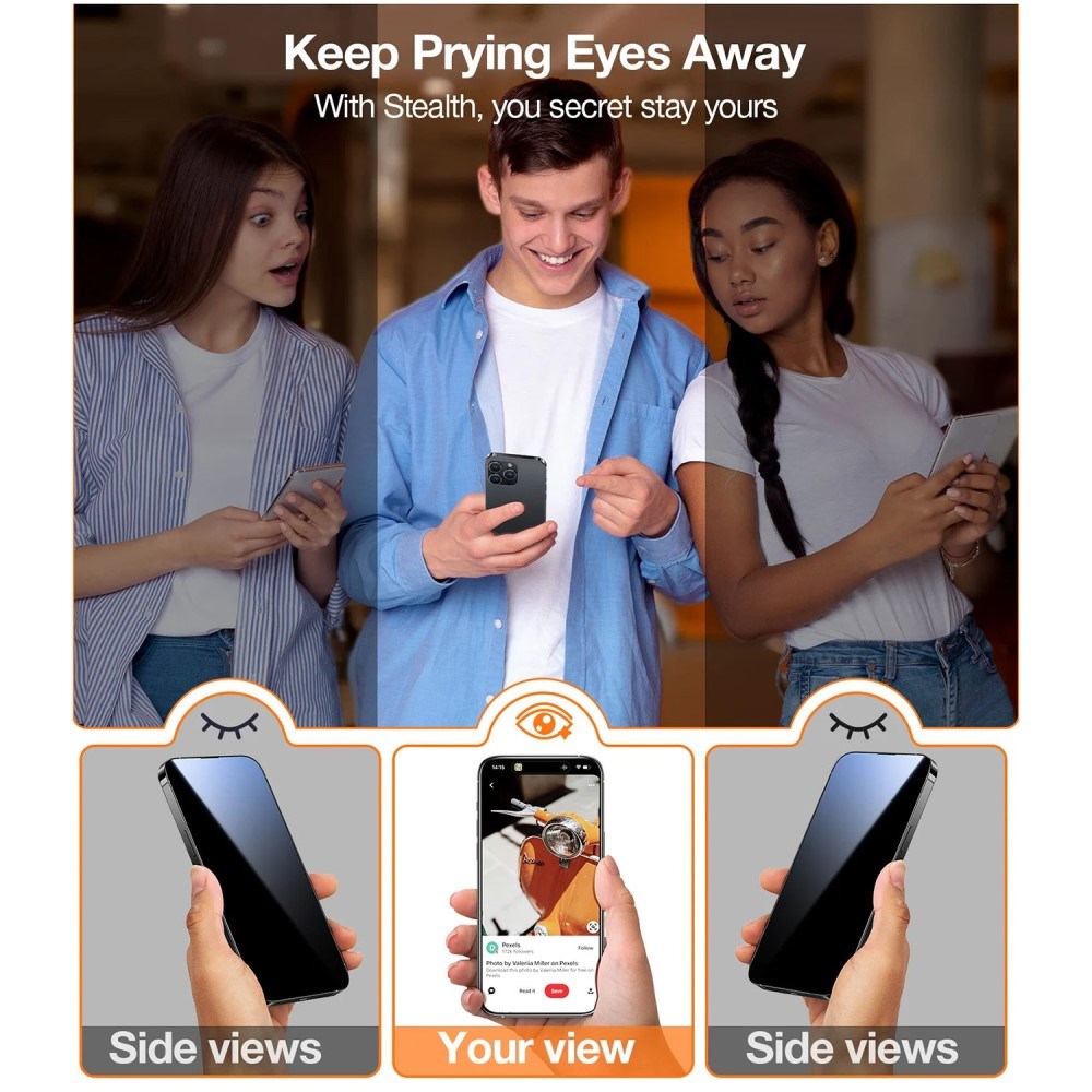 iPhone 16 Torras skjermbeskytter - Personvern - Full Fit - Installasjonsramme - Gjennomsiktig