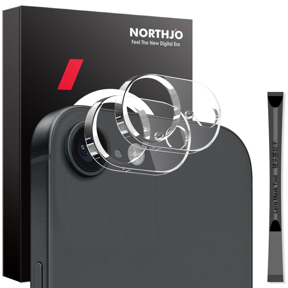 iPhone 16e NORTHJO Hærdet Kameralinsebeskyttelsesglas - 2 stk. - Gennemsigtig