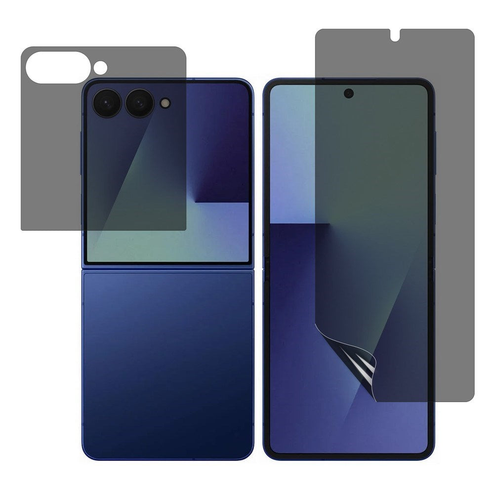 Samsung Galaxy Z Flip8 Beskyttelsessæt - Privacy - 2 Dele - Gennemsigtig