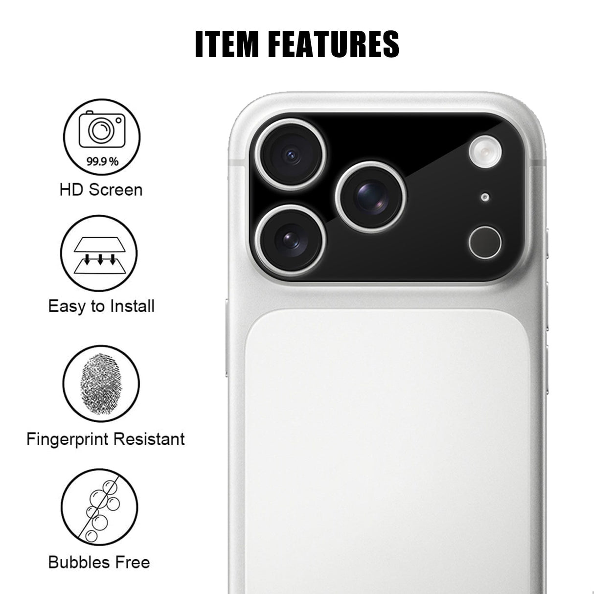 iPhone 18 Pro Max Hærdet Kameralinsebeskyttelse - Sort