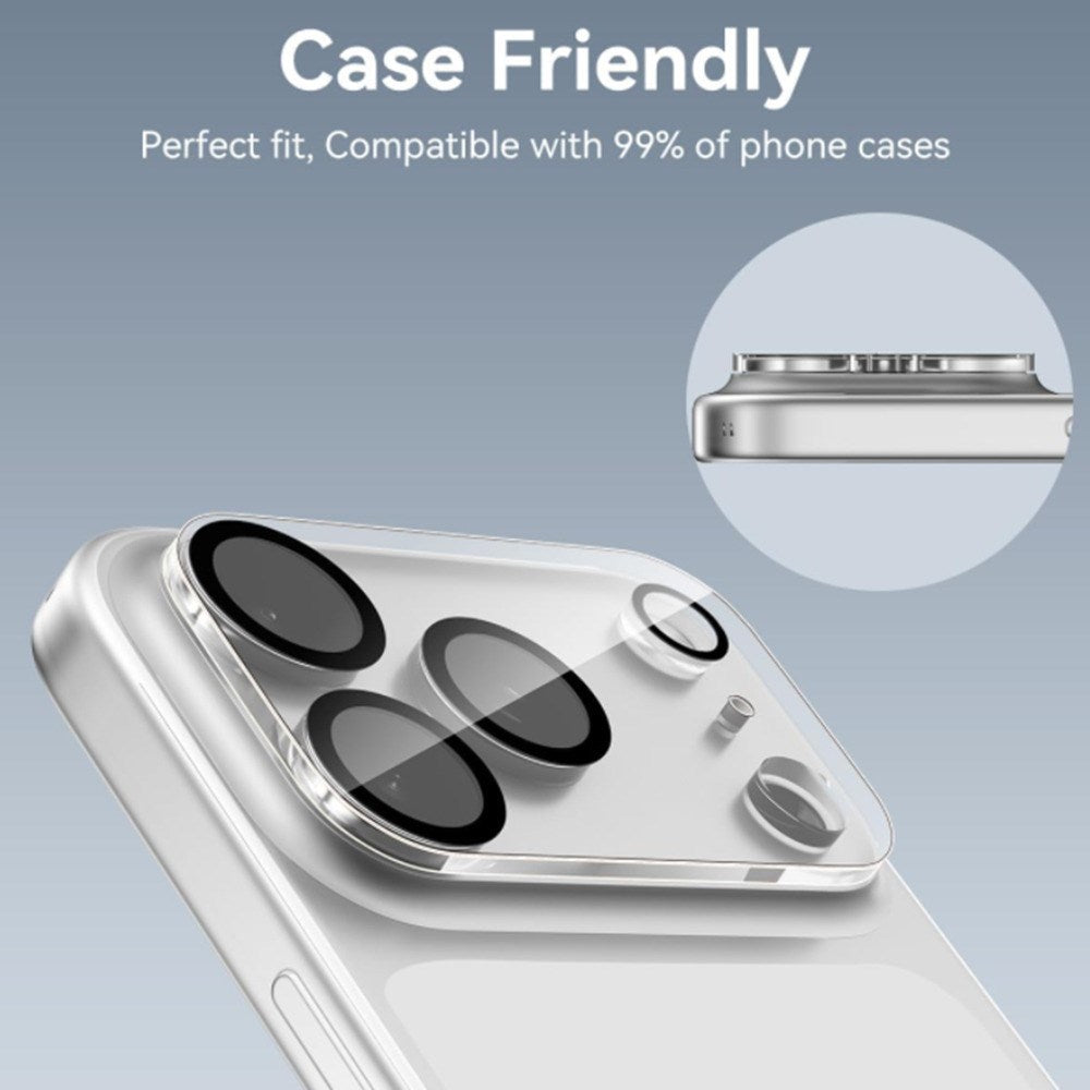 Hærdet Kameralinsebeskyttelsesglas til iPhone 18 Pro Max - Gennemsigtig / Sort