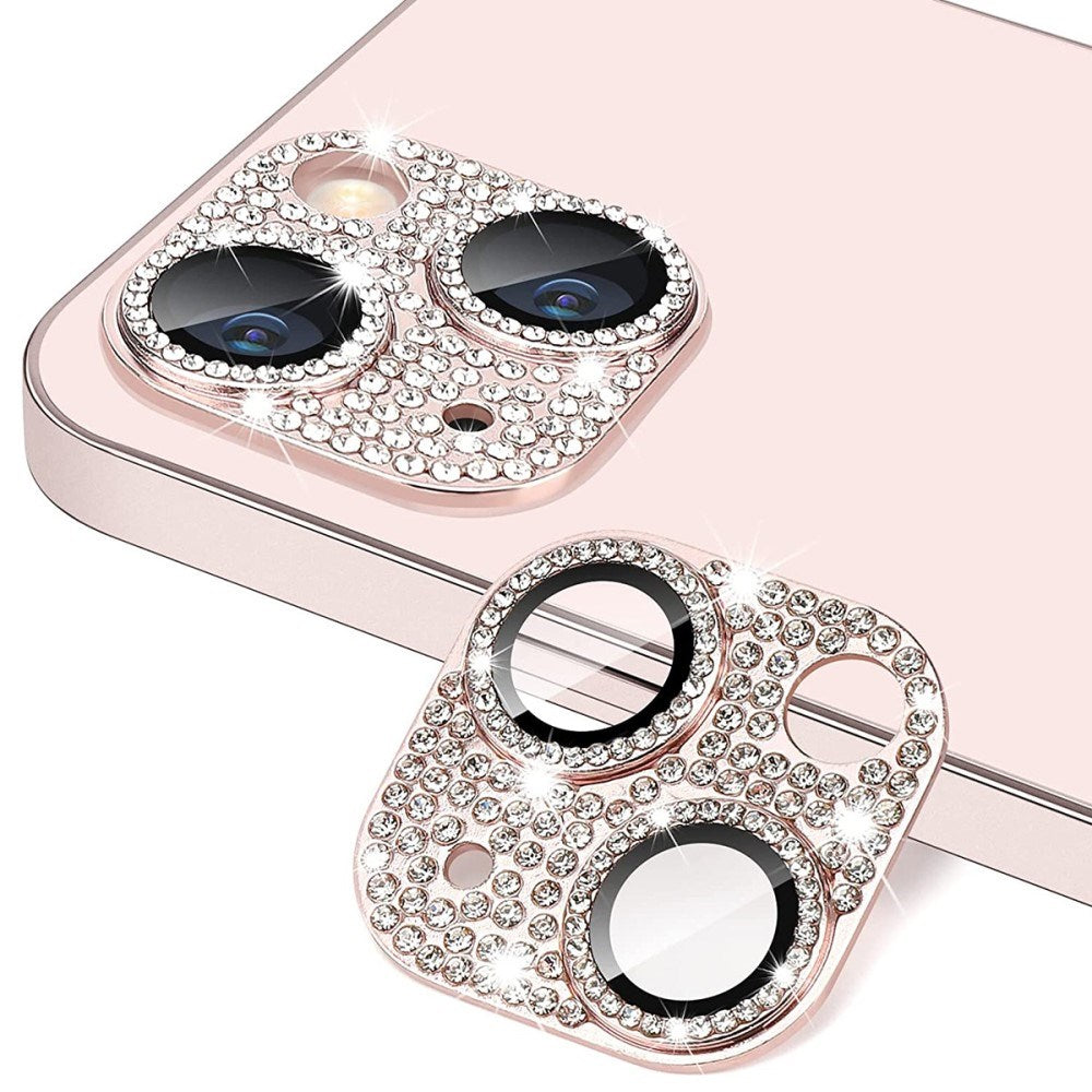 iPhone 13 / 13 Mini Enkay Glassbeskyttelse for kameralinse m. Rhinestone - Rosa
