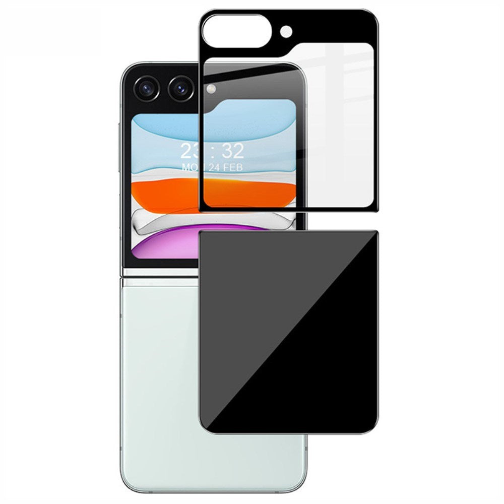 Samsung Galaxy Z Flip5 (5G) - IMAK Full Fit Hærdet Skærmbeskyttelsesglas - Gennemsigtig / Sort