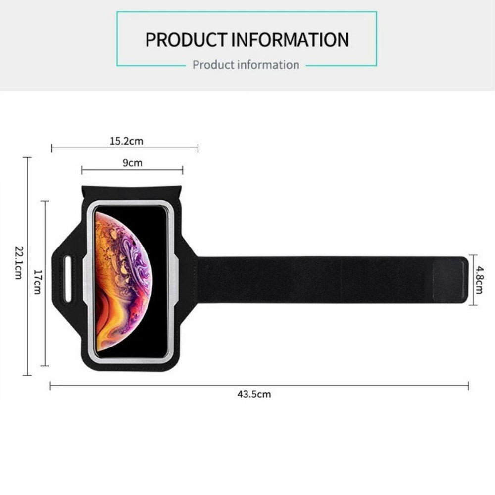 Løpearmbånd for mobil - Lomme og reflekser (maks. mobil: 90 x 170 mm) - Svart