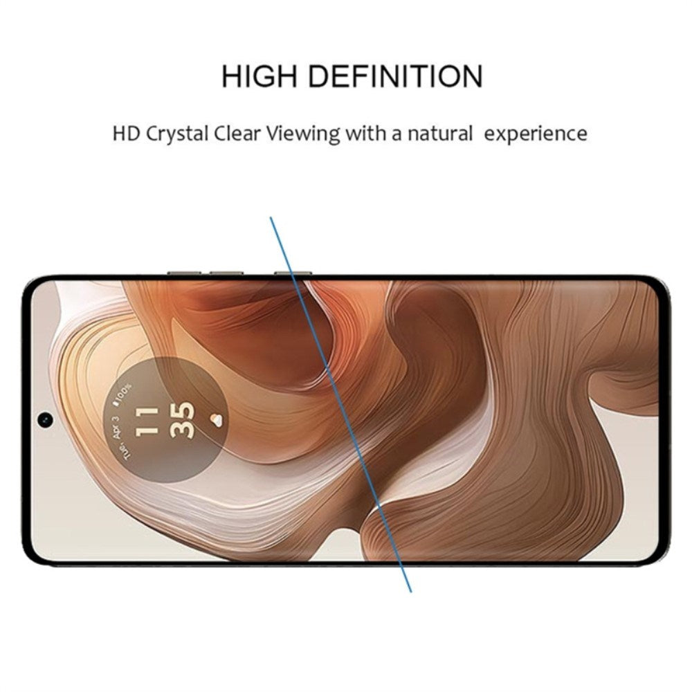 Full Fit Skærmbeskyttelsesglas - Motorola Edge 50 Ultra - Gennemsigtig / Sort Kant
