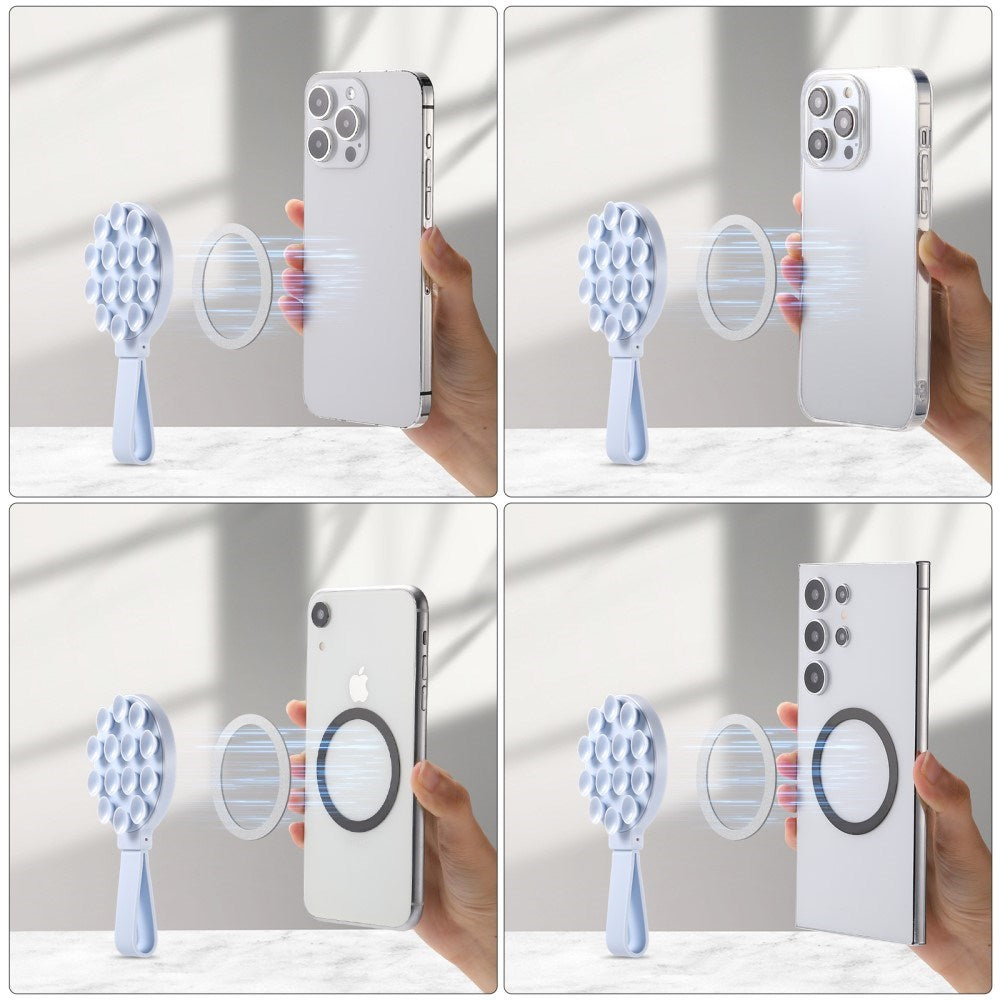 Silikon sugekopp mobilholder m. Stropp - MagSafe-kompatibel - Lyseblå